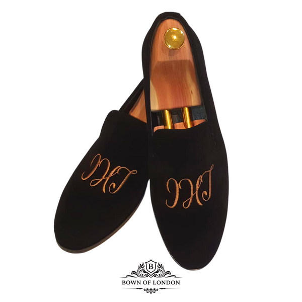 Black velvet slippers online