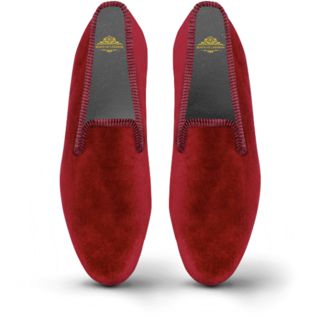 Plain Burgundy velvet slipper / shoe | Bown of London